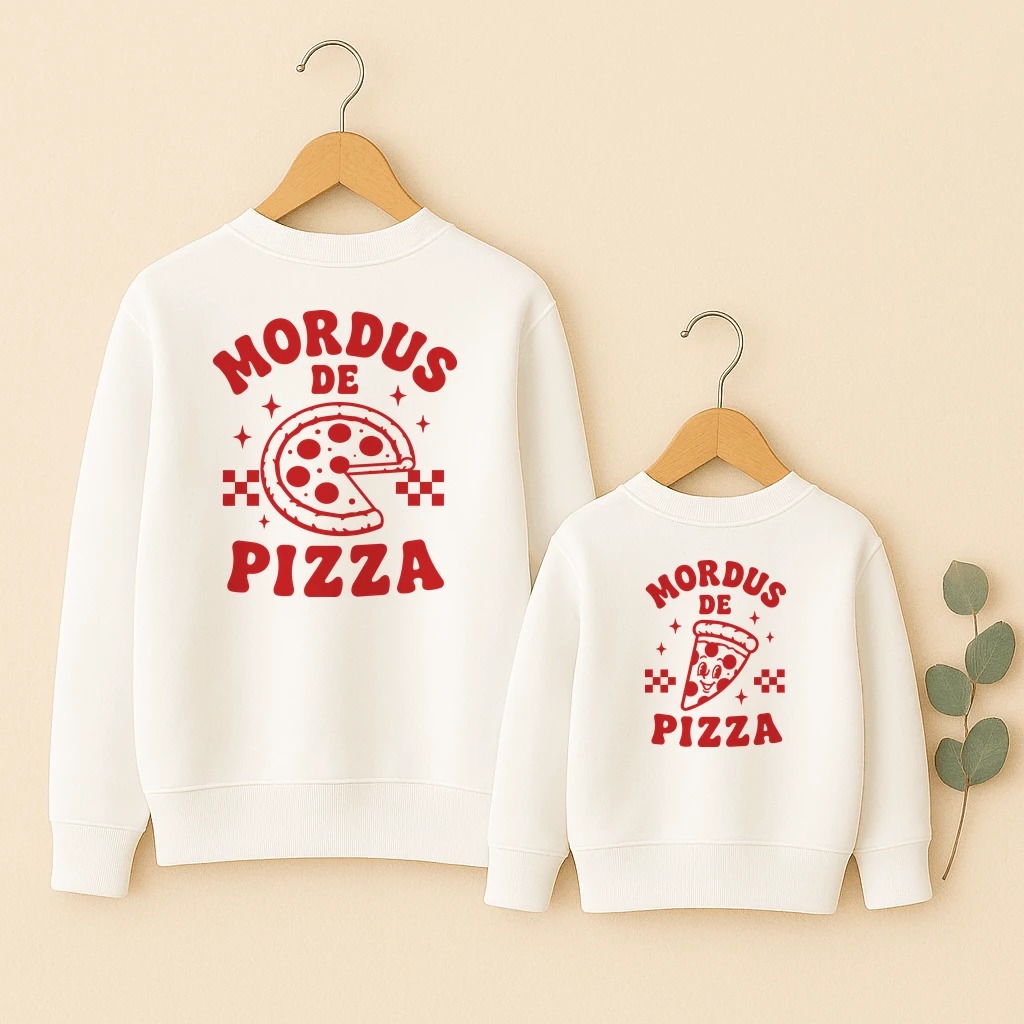 Sweats famille assortis Mordus de Pizza ensemble dos