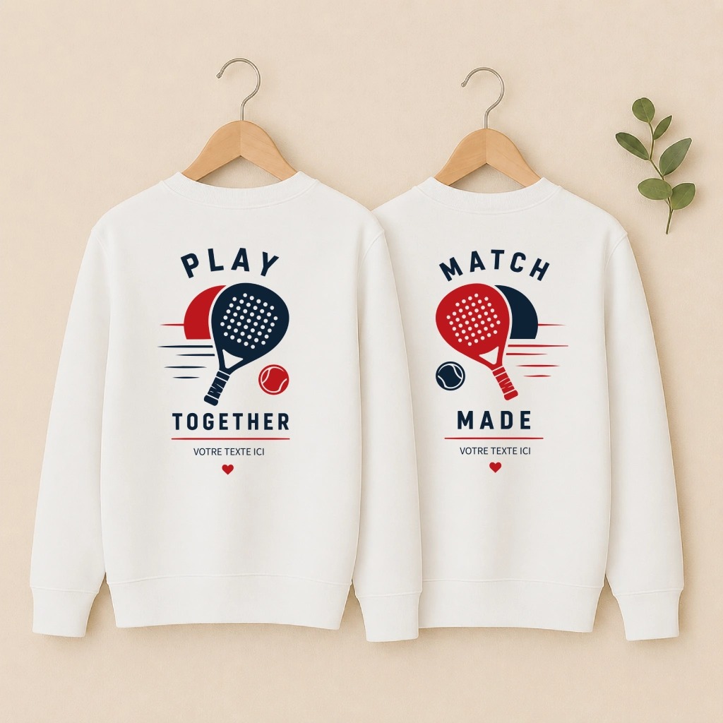 Sweat Couple Personnalisé - Padel duo dos