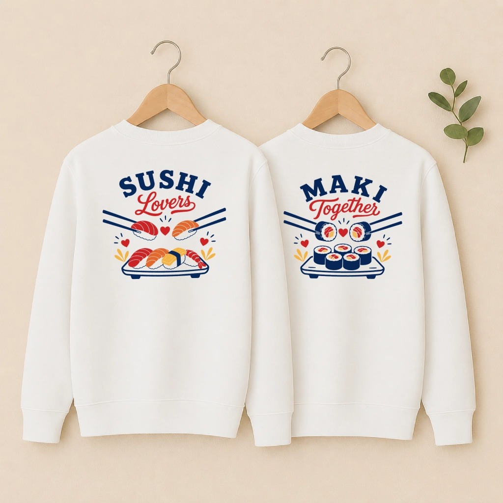 Duo sweats Sushi Lovers Maki Together blanc dos