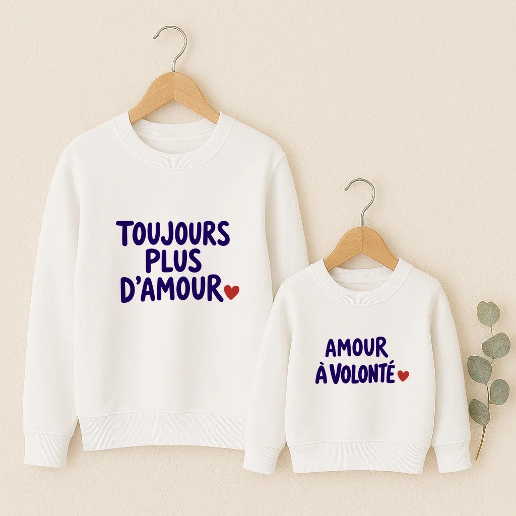 Toujours plus d’amour sweats ensemble face