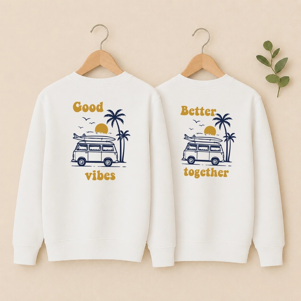 Sweat Couple - Vanlife duo assorti blanc dos
