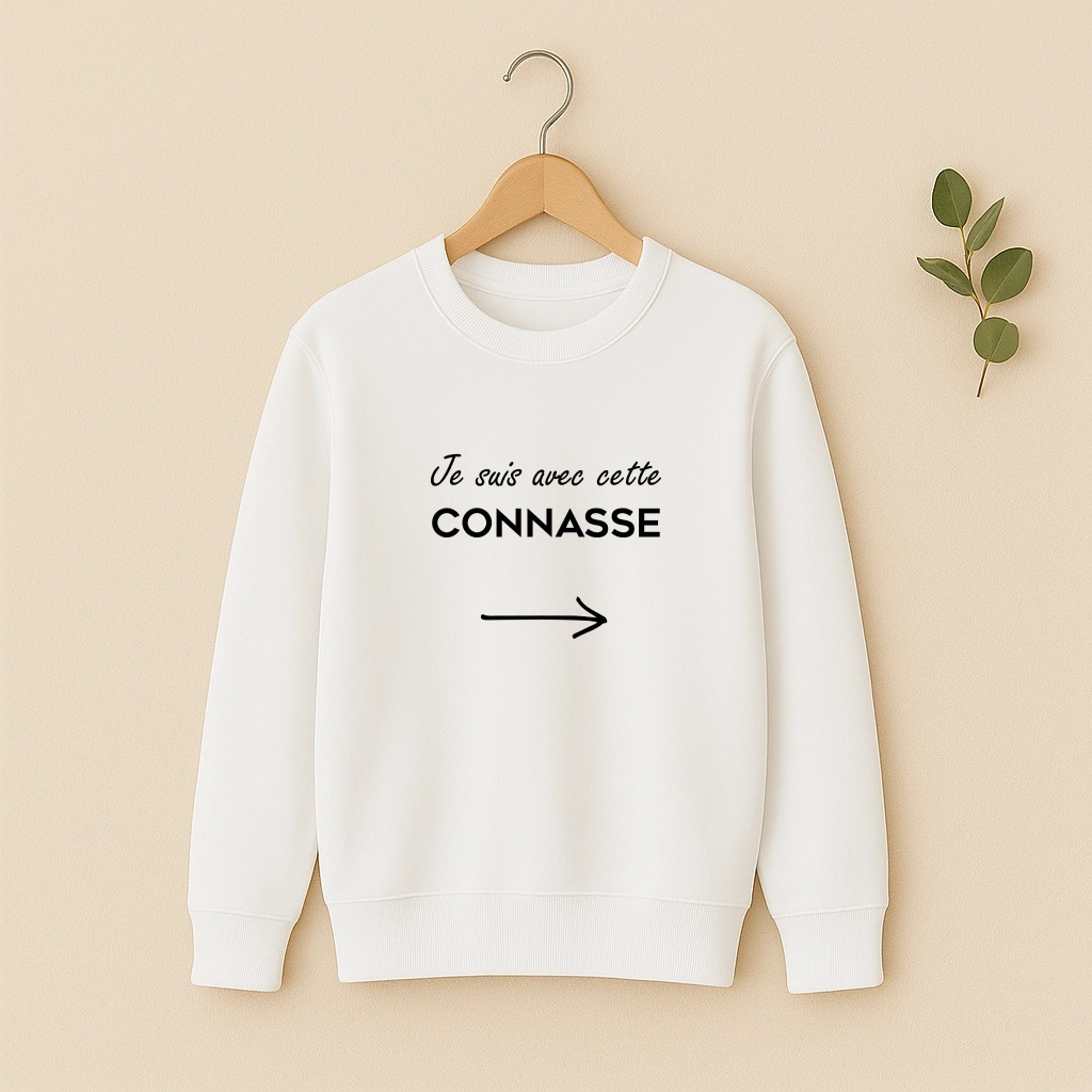 Sweat couple connasse et tête de bite, les deux en blanc