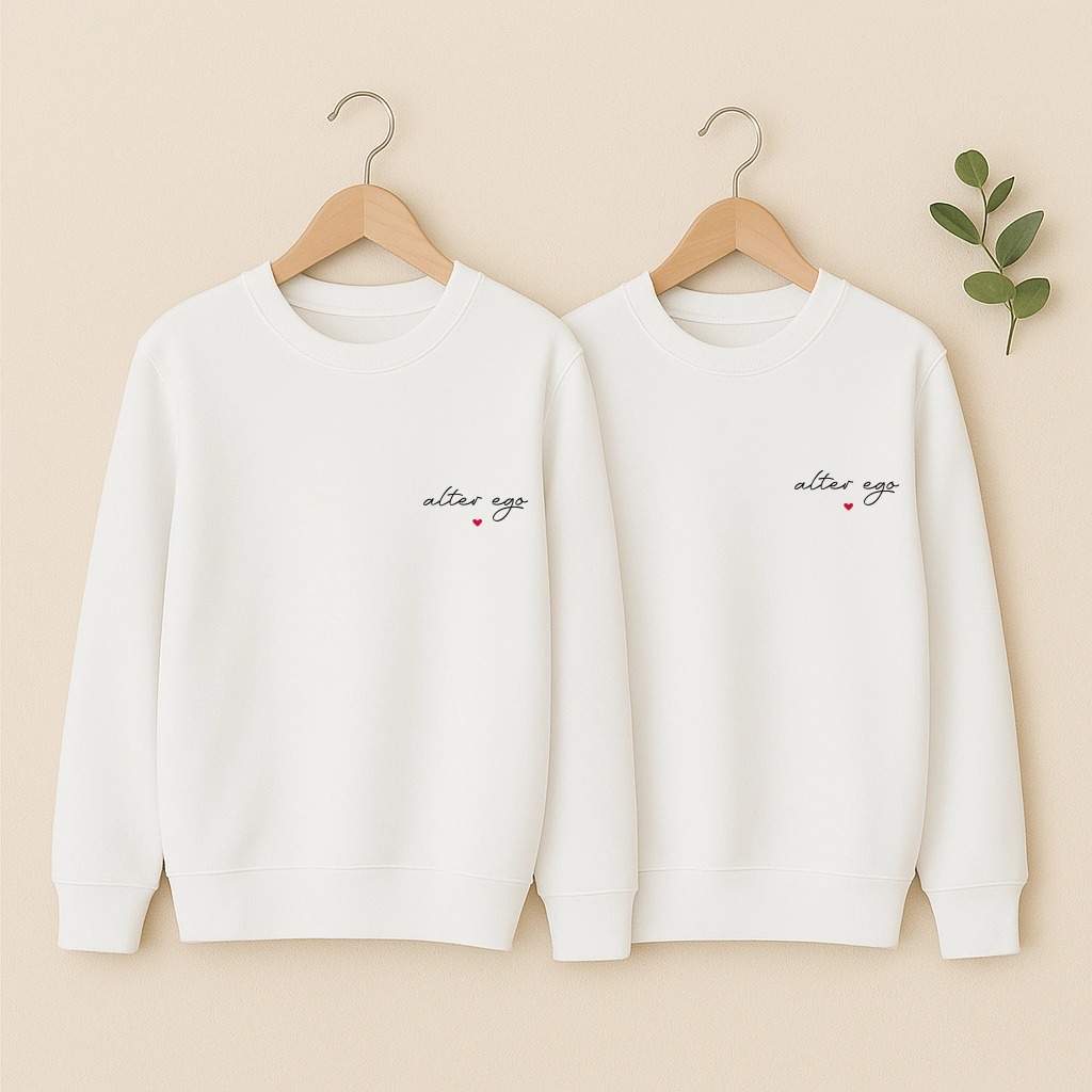 Sweat couple Alter Ego assortis, deux sweats blancs