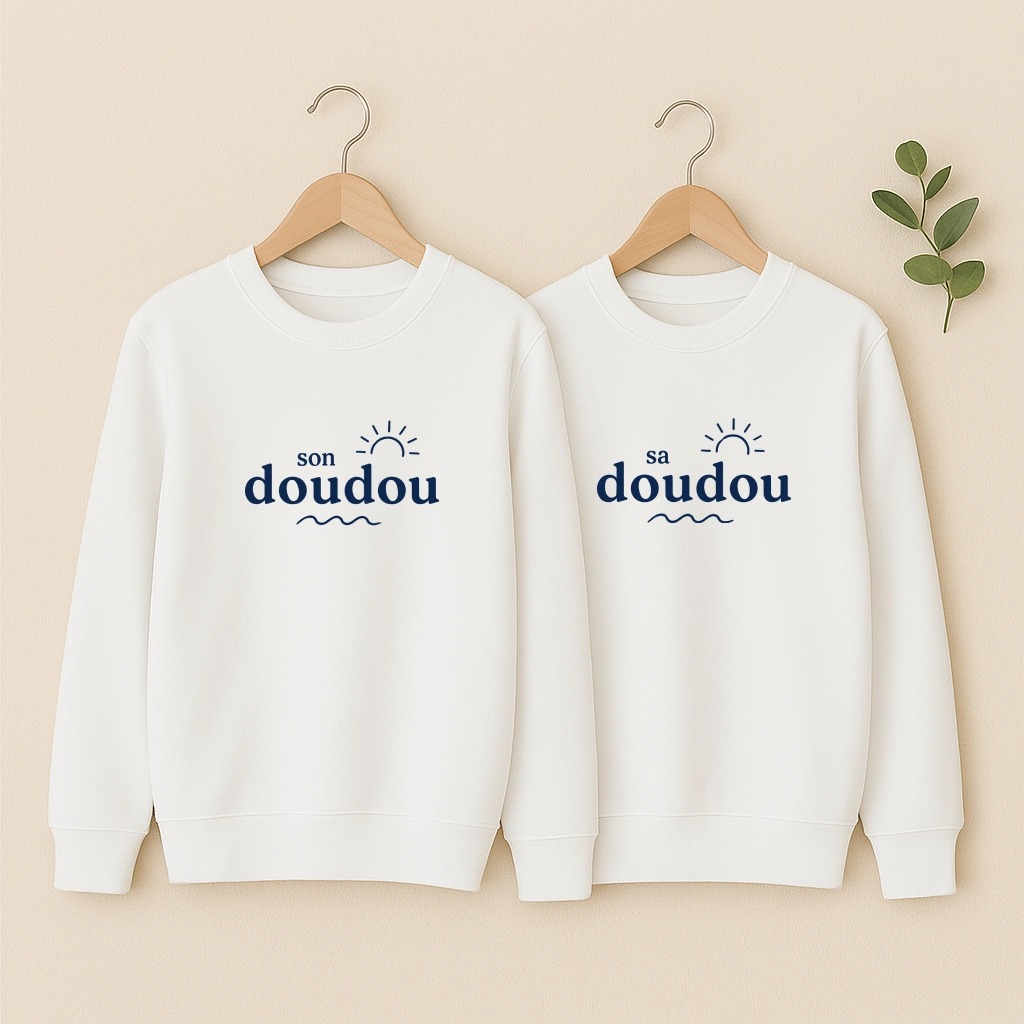 Son doudou et Sa doudou, les deux en blanc
