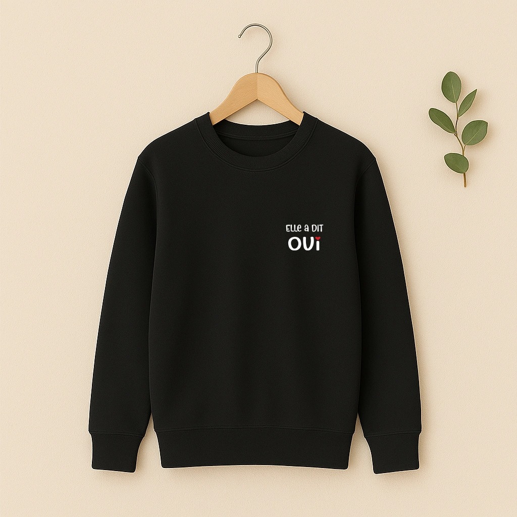 Sweat couple Elle a dit oui et J'ai dit oui, les deux en blanc