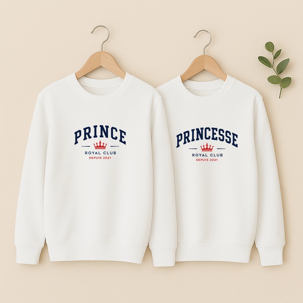 Sweat couple Prince et Princesse Royal Club, les deux en blanc