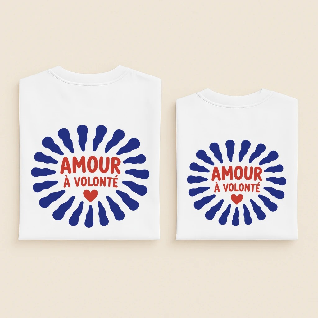 T-shirts famille Amour à volonté ensemble dos