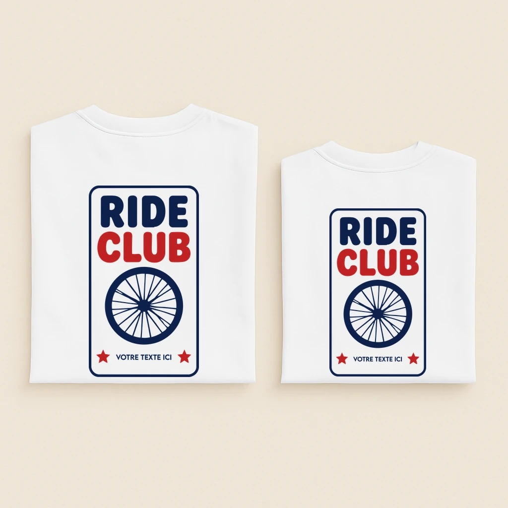 T-shirts famille Cyclistes Ride Club ensemble dos