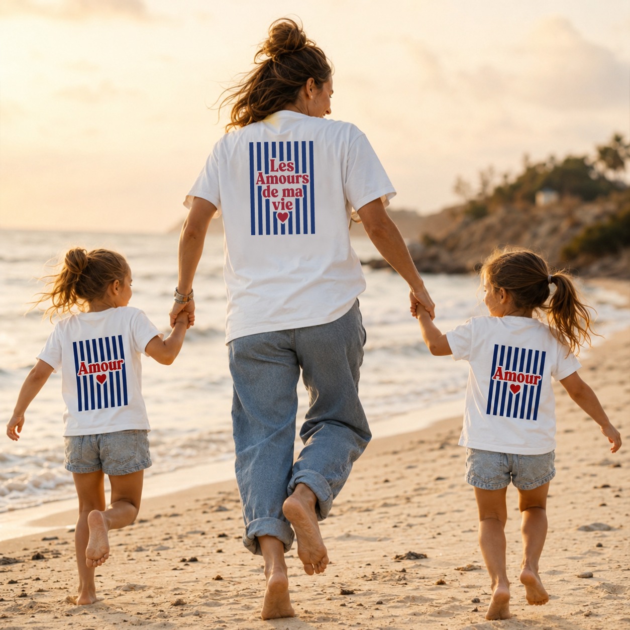 Famille portant Les Amours de ma vie - Marinière