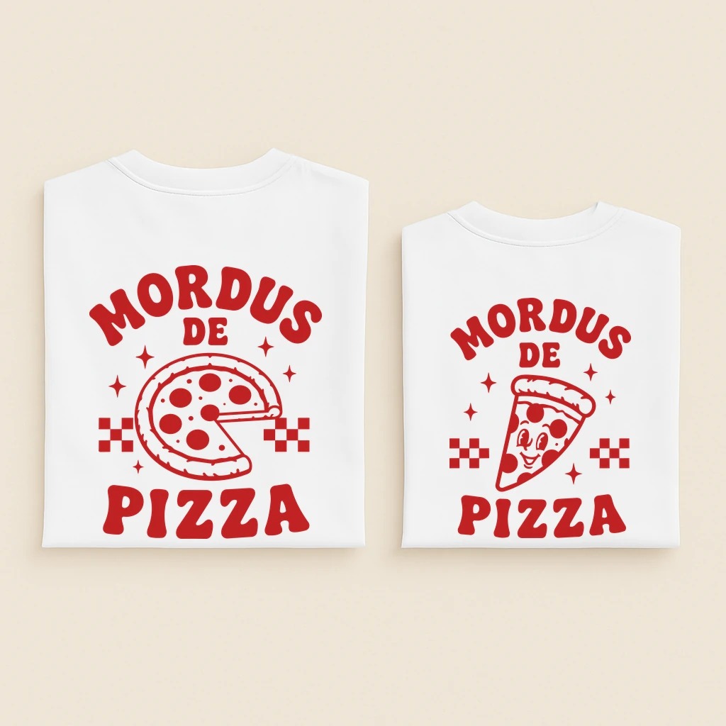 T-shirts famille assortis Mordus de Pizza ensemble dos