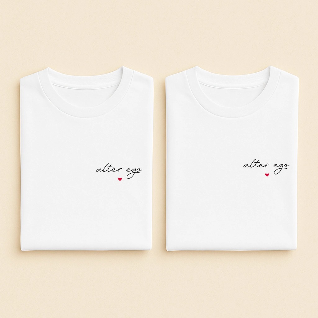 T-shirt couple Alter Ego assortis, deux t-shirts blancs