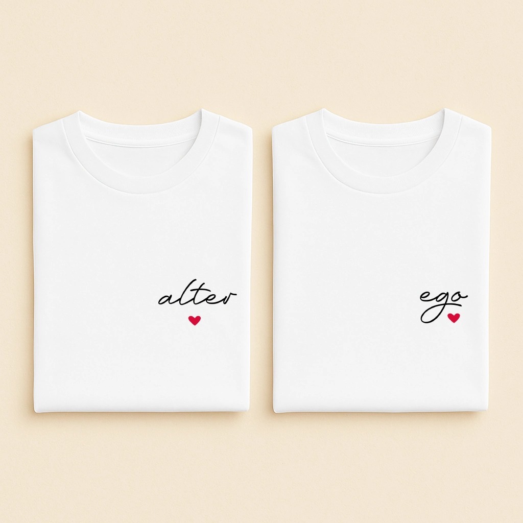 T-shirt couple Alter Ego assortis, alter et ego en blanc