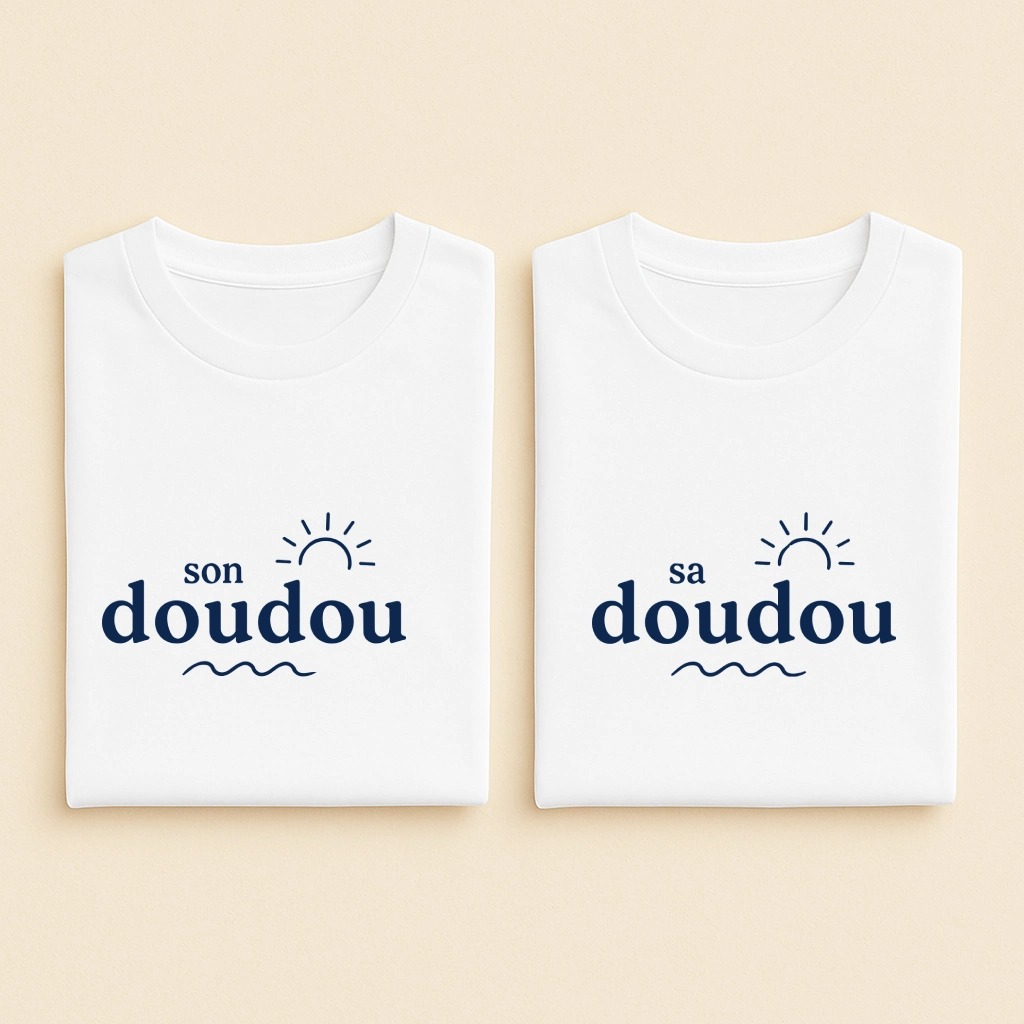 Son doudou et Sa doudou, les deux en blanc