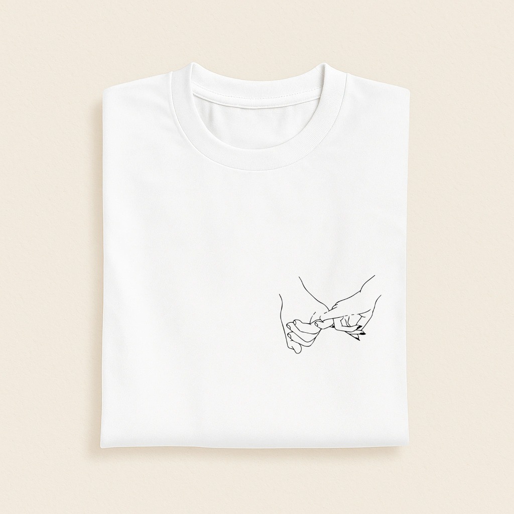 T-shirt mains de couple blanc