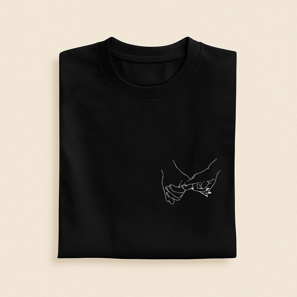 T-shirt mains de couple noir